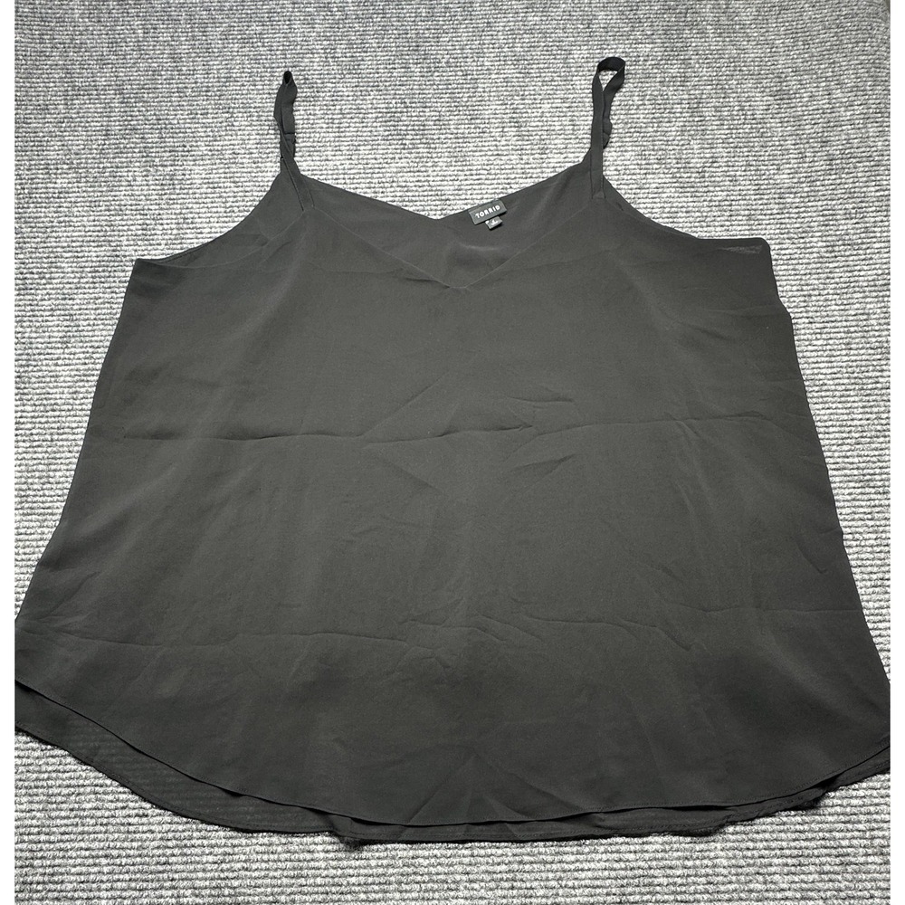 Torrid Cami Tank Top Womens 4 Black Double Layer Lined V Neck Sleeveless Flowy